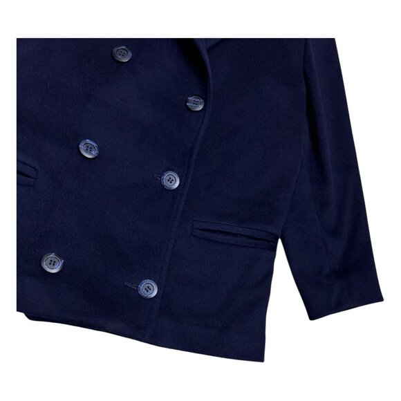 LONDON FOG Maincoats Vintage Retro Blue Business Winter Pea Coat Womens 6 Petite - Picture 7 of 7